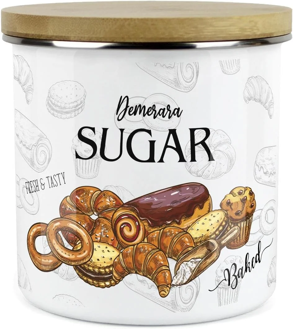 ظرف نگهداری شکر دمرارا Purely Home - سری نانوایی - شیشه فلزی سفید رنگ آشپزخانه