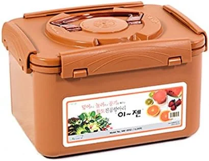 ظرف پریمیوم کیمچی و کلم ترش E-Jen، تخمیر پروبیوتیک با درب خلاء داخلی (قهوه ای سفالی، 5.2 لیتر)