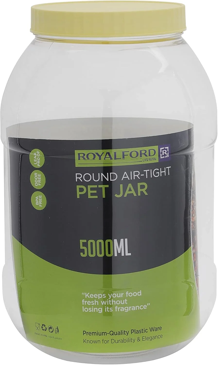 ظرف گرد 5 لیتری رویال فورد با درب، ظرف پلاستیکی - نگهداری آسان برای نگهداری ادویه جات، میوه های خشک، کشمش، شکلات، ایده آل برای آشپزخانه ظرف گرد 5 لیتری رویال فورد با درب، ظرف پلاستیکی - نگهداری آسان برای نگهداری ادویه جات، میوه های خشک، کشمش، شکلات، ایده آل برای آشپزخانه