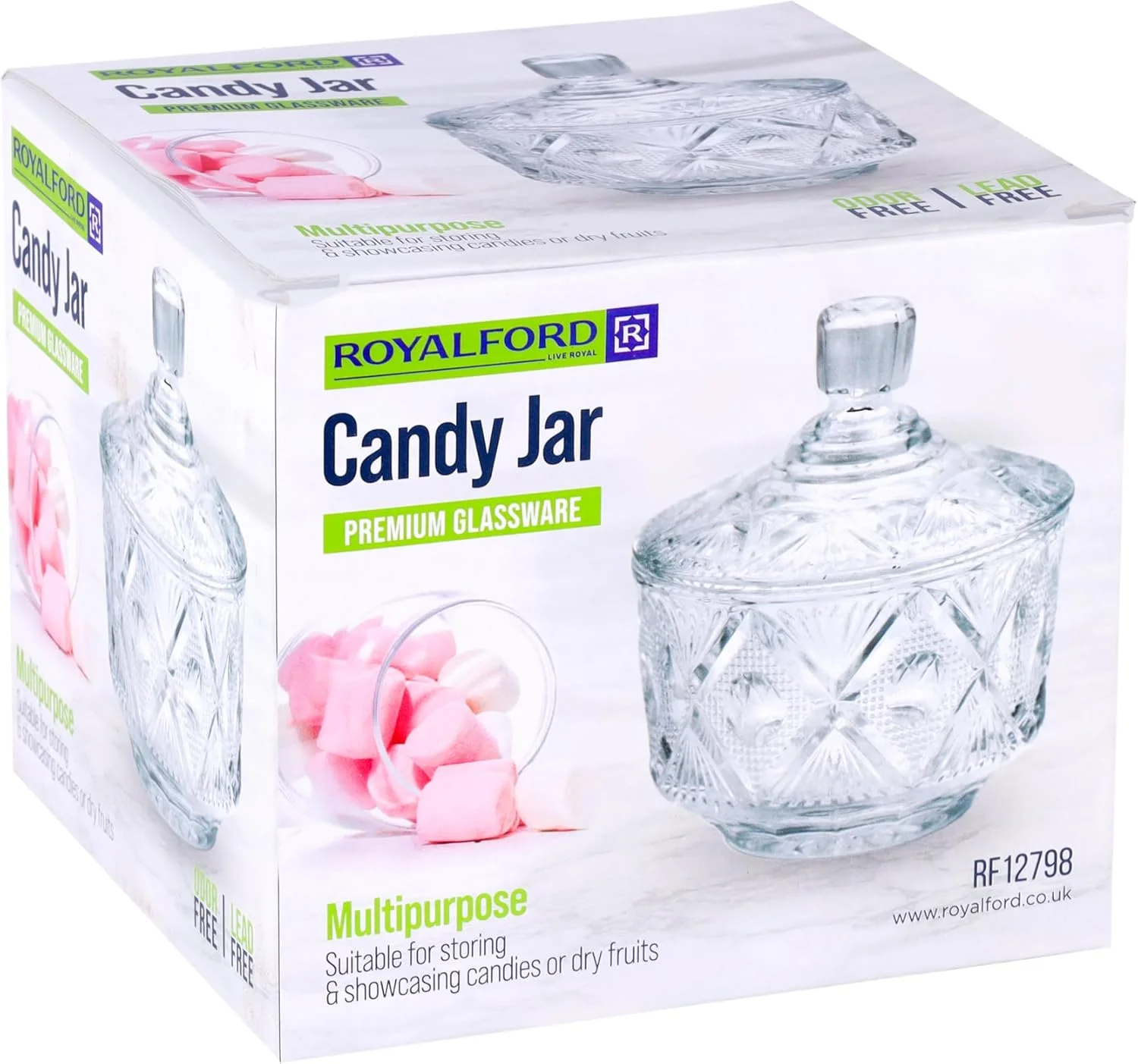 ظرف شیشه ای درب دار رویال فورد مدل RF12798، ظرف نگهداری شیشه ای درب دار مناسب برای نگهداری مواد غذایی و شیرینی ظرف شیشه ای درب دار رویال فورد مدل RF12798، ظرف نگهداری شیشه ای درب دار مناسب برای نگهداری مواد غذایی و شیرینی