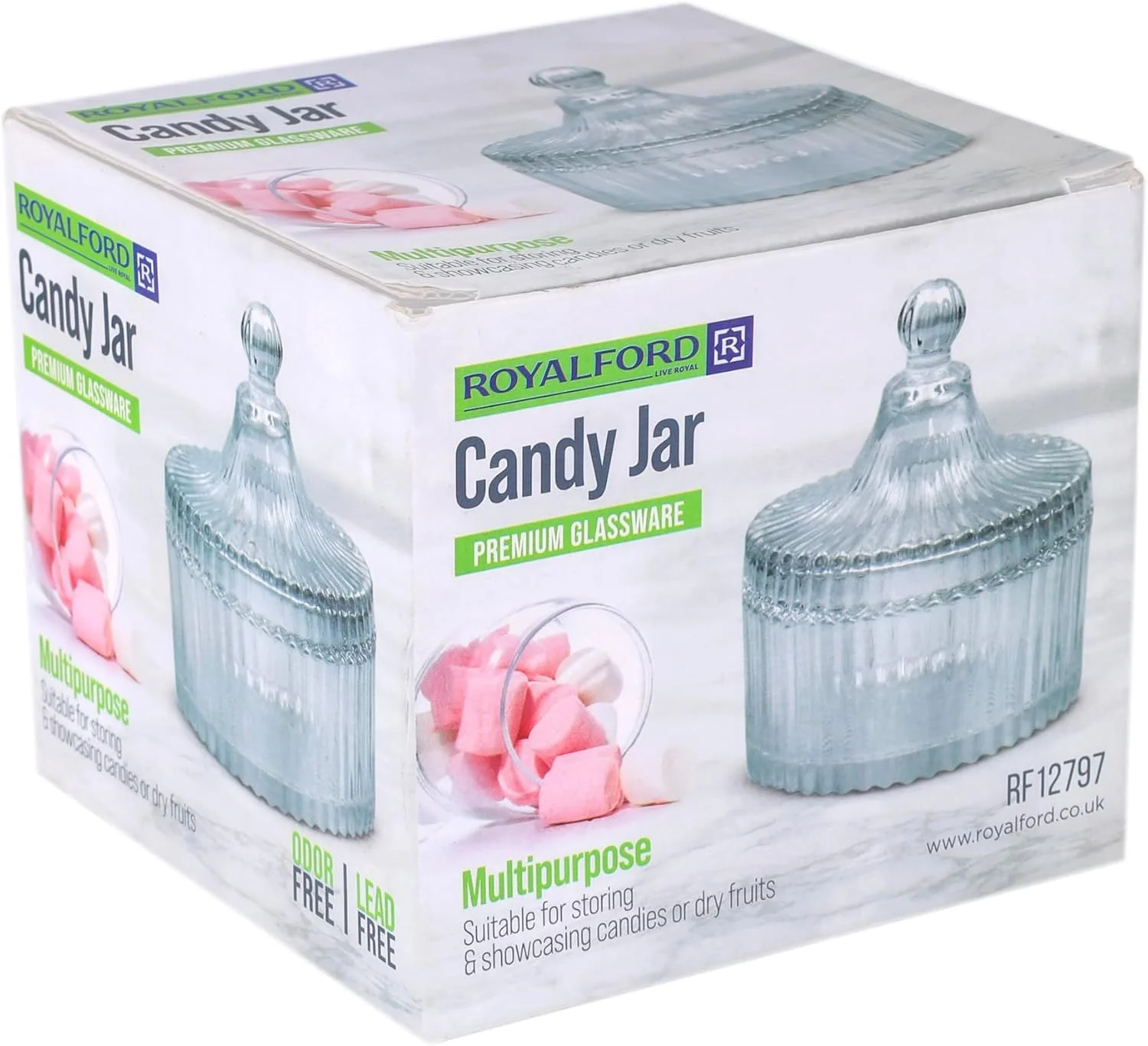 ظرف شیشه ای درب دار رویال فورد مدل RF12797، ظرف نگهداری شیشه ای درب دار مناسب برای نگهداری مواد غذایی و شکلات ظرف شیشه ای درب دار رویال فورد مدل RF12797، ظرف نگهداری شیشه ای درب دار مناسب برای نگهداری مواد غذایی و شکلات