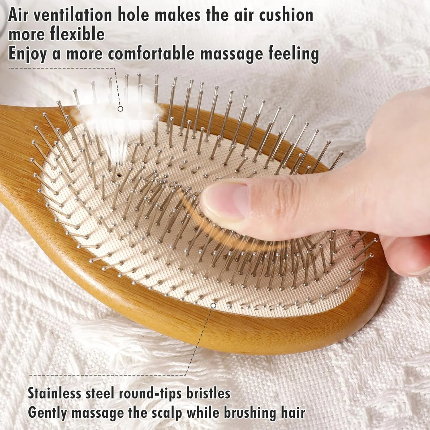 برس باز کننده گره مو، برس خشک و تر برای موهای فر و ضخیم با بالشتک هوا و موهای استیل ضد زنگ، شانه برس برای ماساژ سر/تحریک پوست سر/رشد مو/مراقبت روزانه مو (بیضی) برس باز کننده گره مو، برس خشک و تر برای موهای فر و ضخیم با بالشتک هوا و موهای استیل ضد زنگ، شانه برس برای ماساژ سر/تحریک پوست سر/رشد مو/مراقبت روزانه مو (بیضی)