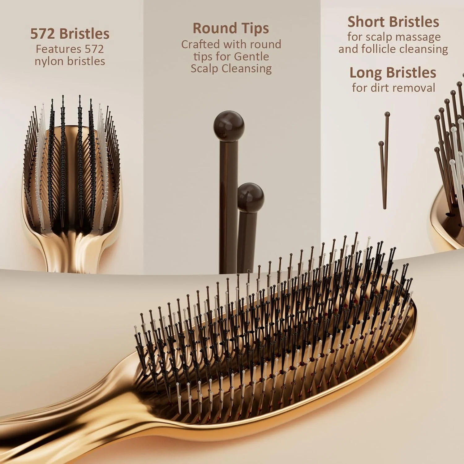 برس موی باز کننده گره و ماساژ سر برای آقایان و بانوان - برس باز کننده گره AJXX برای موهای ضخیم، برس حالت دهنده آسان برای انواع مو، طراحی ارگونومیک برای موهای فر و صاف (طلایی) برس موی باز کننده گره و ماساژ سر برای آقایان و بانوان - برس باز کننده گره AJXX برای موهای ضخیم، برس حالت دهنده آسان برای انواع مو، طراحی ارگونومیک برای موهای فر و صاف (طلایی)