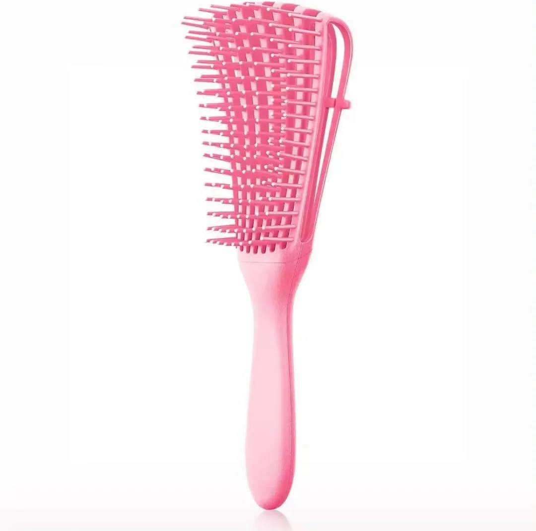 برس باز کننده گره مو برای موهای فر، مجعد و خیس، برس با دندانه های قابل انعطاف، صورتی برس باز کننده گره مو برای موهای فر، مجعد و خیس، برس با دندانه های قابل انعطاف، صورتی