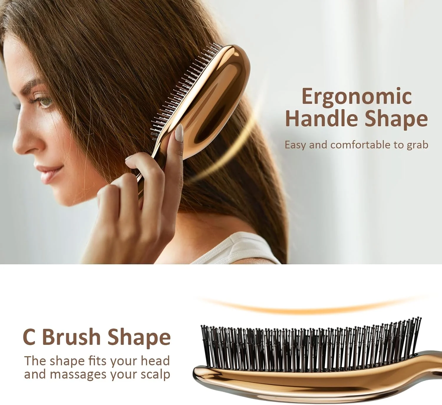 برس موی باز کننده گره و ماساژ سر برای آقایان و بانوان - برس باز کننده گره AJXX برای موهای ضخیم، برس حالت دهنده آسان برای انواع مو، طراحی ارگونومیک برای موهای فر و صاف (طلایی) برس موی باز کننده گره و ماساژ سر برای آقایان و بانوان - برس باز کننده گره AJXX برای موهای ضخیم، برس حالت دهنده آسان برای انواع مو، طراحی ارگونومیک برای موهای فر و صاف (طلایی)