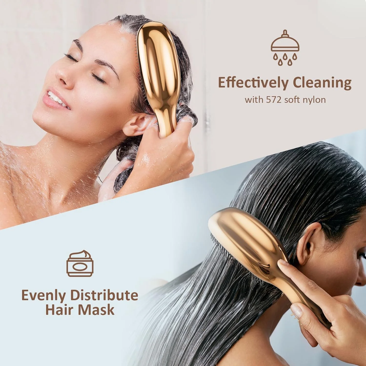 برس موی باز کننده گره و ماساژ سر برای آقایان و بانوان - برس باز کننده گره AJXX برای موهای ضخیم، برس حالت دهنده آسان برای انواع مو، طراحی ارگونومیک برای موهای فر و صاف (طلایی) برس موی باز کننده گره و ماساژ سر برای آقایان و بانوان - برس باز کننده گره AJXX برای موهای ضخیم، برس حالت دهنده آسان برای انواع مو، طراحی ارگونومیک برای موهای فر و صاف (طلایی)