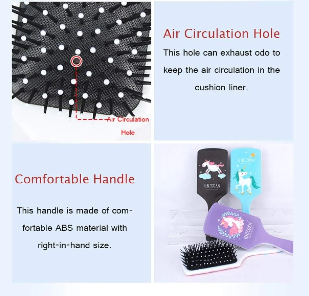 برس موی تک شاخ گرگ بوم، برس موی دخترانه پلاستیکی فرفری با بالشتک هوا، ضد وز، ضد الکتریسیته ساکن، ضد گره برای کودکان، مناسب موهای خیس، خشک، اکستنشن و حجم دهنده، برس باز کننده گره مو، چند رنگ