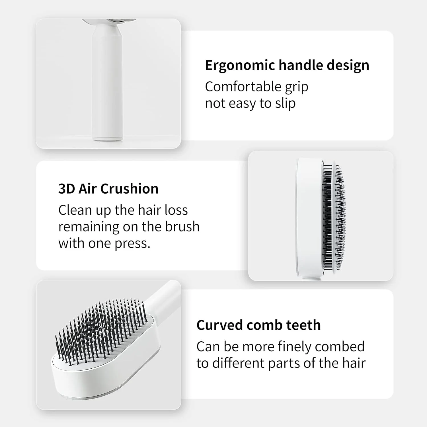 برس مو، برس مو پارویی، برس مو خود تمیز شونده با نگهدارنده دیواری، برس مو با بالشتک هوای سه بعدی برای موهای خیس و خشک، برس مو پارویی برای موهای ضخیم/مجعد/بلند/صاف