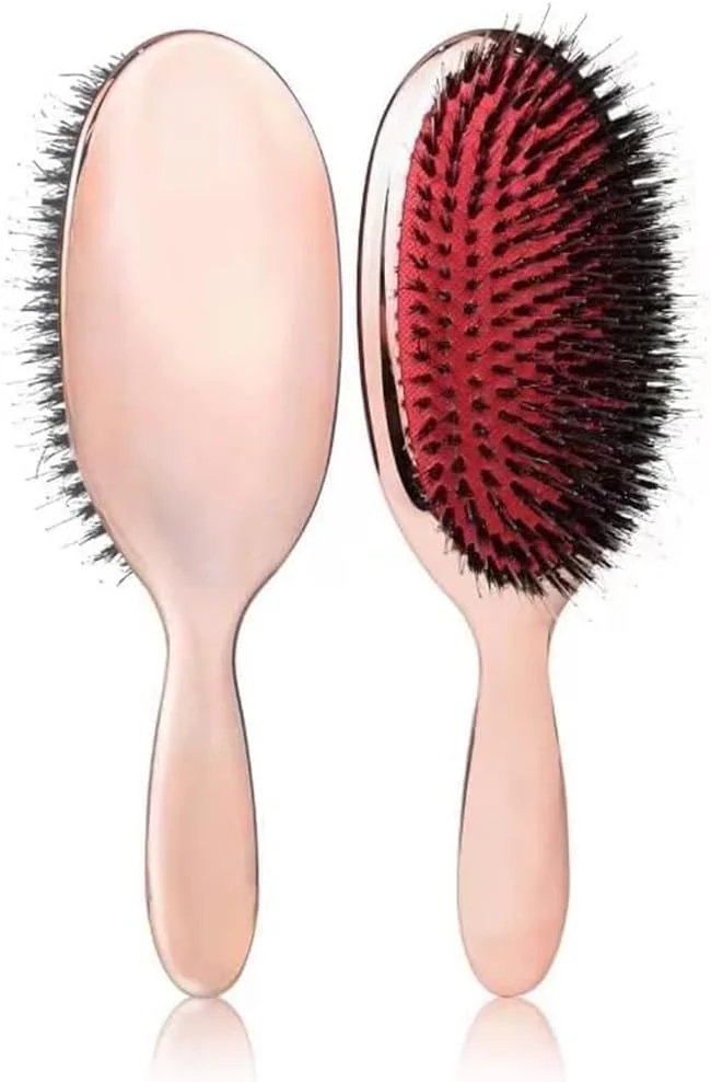 برس اکستنشن مو SWIUKPHE، برس بزرگ مو با پین نایلونی نرم، برس بیضی ماساژ پوست سر، برس موی نایلونی برای باز کردن گره، رفع وز، توزیع روغن، تحریک پوست سر (رزگلد)