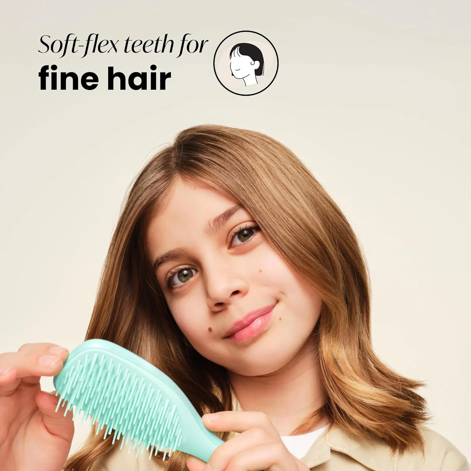 Tangle Teezer Mini Ultimate Detangler مخصوص موهای نازک و شکننده، برای موهای خیس و خشک، برس باز کننده گره مو برای موهای نازک و ظریف، برس ایده آل برای کودکان و مسافرت، Jade Lagoon