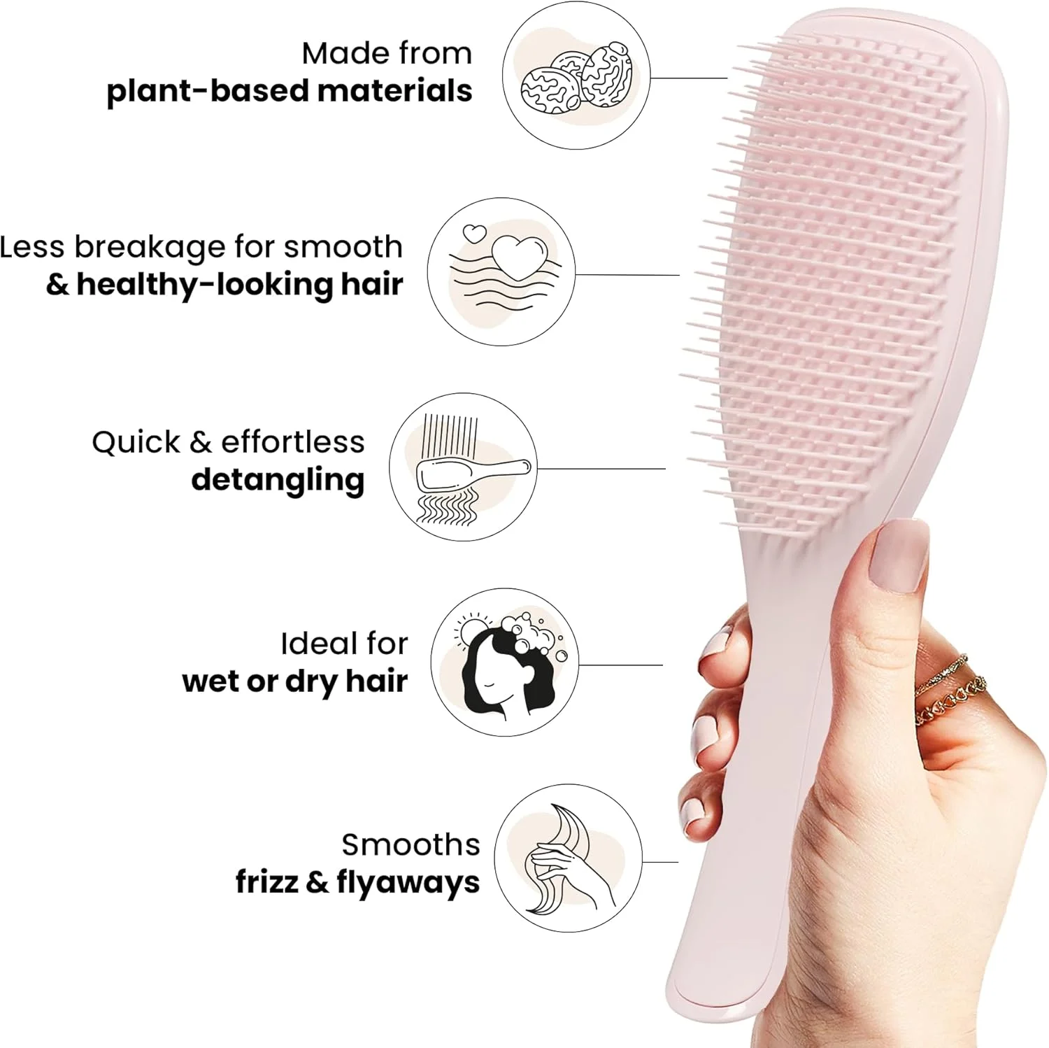 برس باز کننده گره مو Tangle Teezer گیاهی، برس موی خشک و خیس، از بین برنده گره و کاهش دهنده شکستگی مو برای انواع مو، صورتی پف نبات برس باز کننده گره مو Tangle Teezer گیاهی، برس موی خشک و خیس، از بین برنده گره و کاهش دهنده شکستگی مو برای انواع مو، صورتی پف نبات