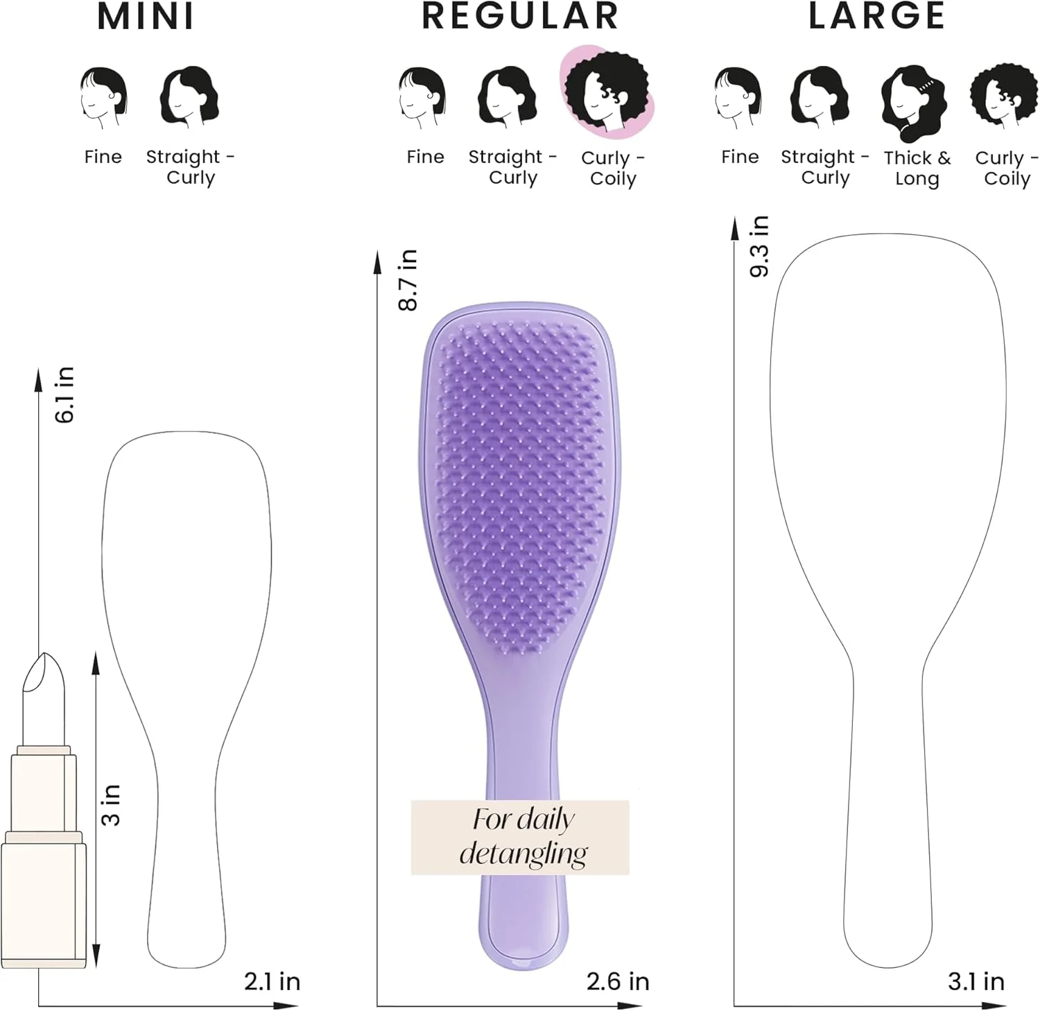 برس موی خیس مخصوص موهای فر Tangle Teezer - یاسی