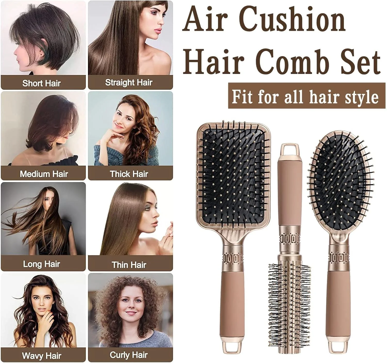 مجموعه 3 عددی برس مو U-HOOME، برس موی بیضی ماساژ ضد الکتریسیته ساکن، برس موی گرد، برس گره باز کن، ابزار حالت دهنده برای زنان، مردان و کودکان، مجموعه برس موی پارویی برای گره باز کردن، خشک کردن با سشوار و صاف کردن مجموعه 3 عددی برس مو U-HOOME، برس موی بیضی ماساژ ضد الکتریسیته ساکن، برس موی گرد، برس گره باز کن، ابزار حالت دهنده برای زنان، مردان و کودکان، مجموعه برس موی پارویی برای گره باز کردن، خشک کردن با سشوار و صاف کردن