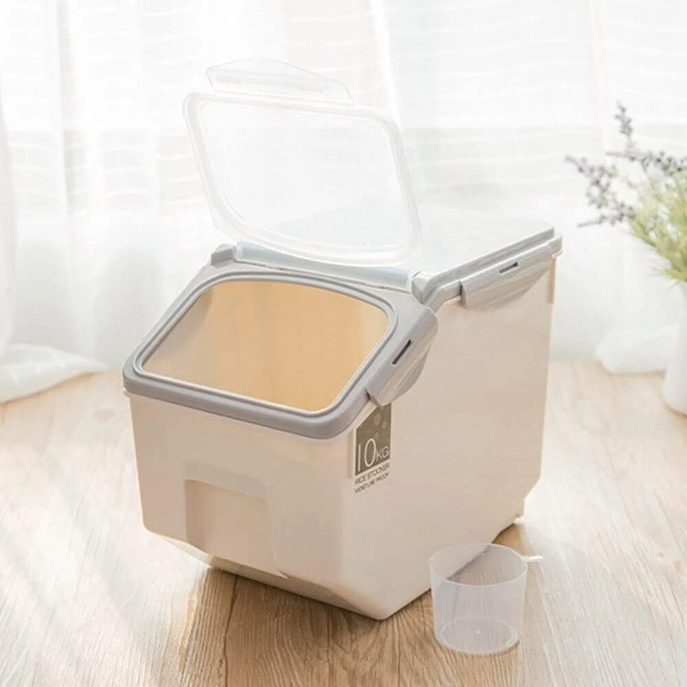 ظرف نگهداری برنج 10 کیلویی، جعبه نگهداری مواد غذایی، ضد رطوبت، ایده آل برای نگهداری برنج، آرد، مواد غذایی خشک، غذای حیوانات خانگی و موارد دیگر