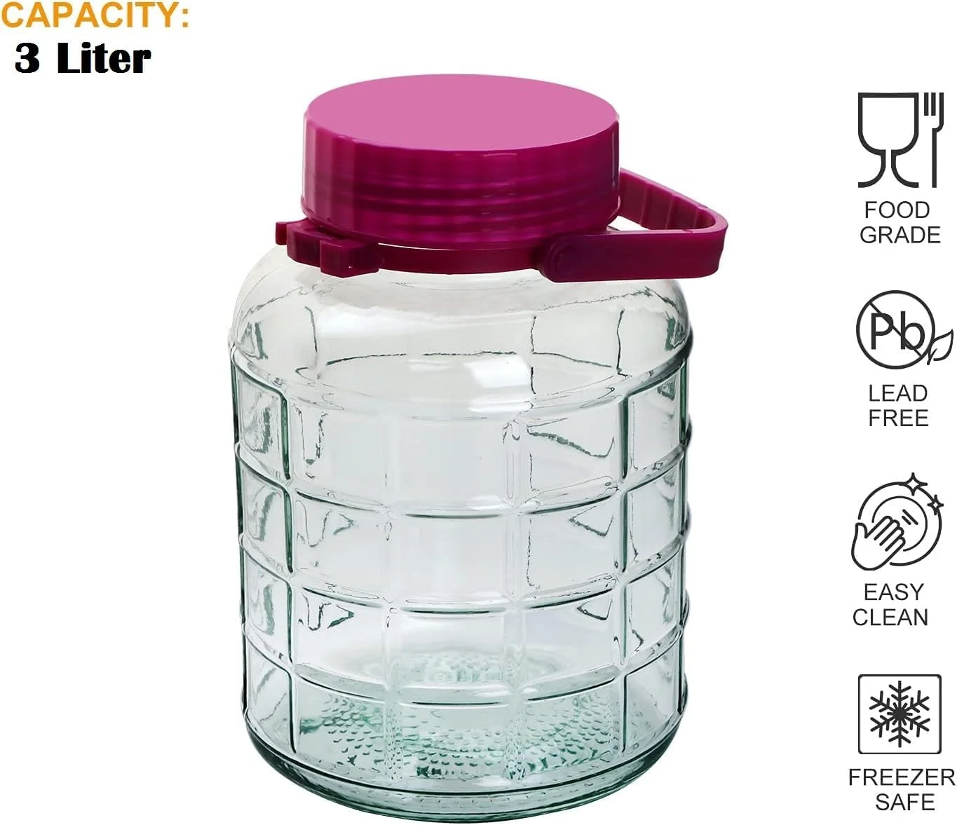 ست دو عددی ظروف شیشه ای درب دار (3 لیتری) مناسب برای نگهداری ترشی، برنج، آرد، پاستا، آبنبات، تشویقی سگ، تنقلات و موارد دیگر - ظروف شیشه ای نظم دهنده آشپزخانه و کابینت