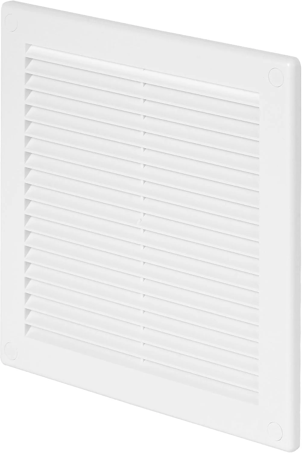 دریچه هوا پلاستیکی آونتا 200x200 میلی متر، سفید با توری حشرات، پوشش سوراخ های پیچ برای ظاهر بهتر