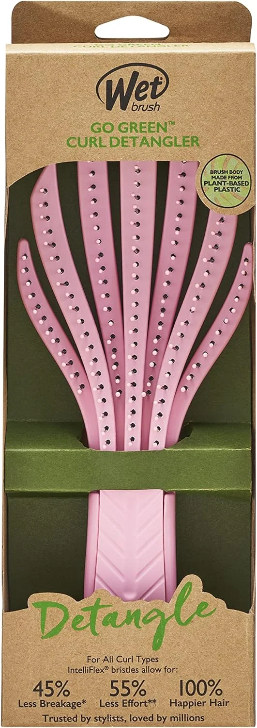 برس باز کننده گره موی فر وت براش Go Green - صورتی کم رنگ - موهای نرم و انعطاف پذیر IntelliFlex به راحتی گره ها را باز می کنند - مناسب برای انواع مو - بدون موخوره و بدون درد برای موهای خیس یا خشک