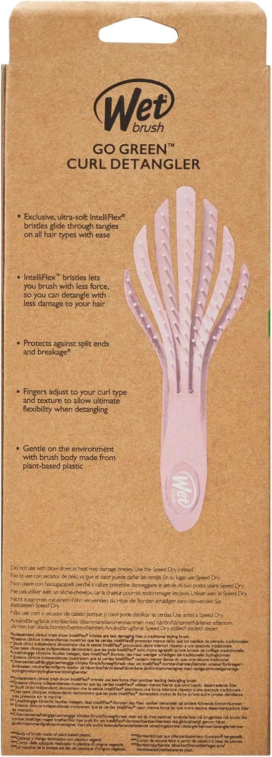 برس باز کننده گره موی فر وت براش Go Green - صورتی کم رنگ - موهای نرم و انعطاف پذیر IntelliFlex به راحتی گره ها را باز می کنند - مناسب برای انواع مو - بدون موخوره و بدون درد برای موهای خیس یا خشک