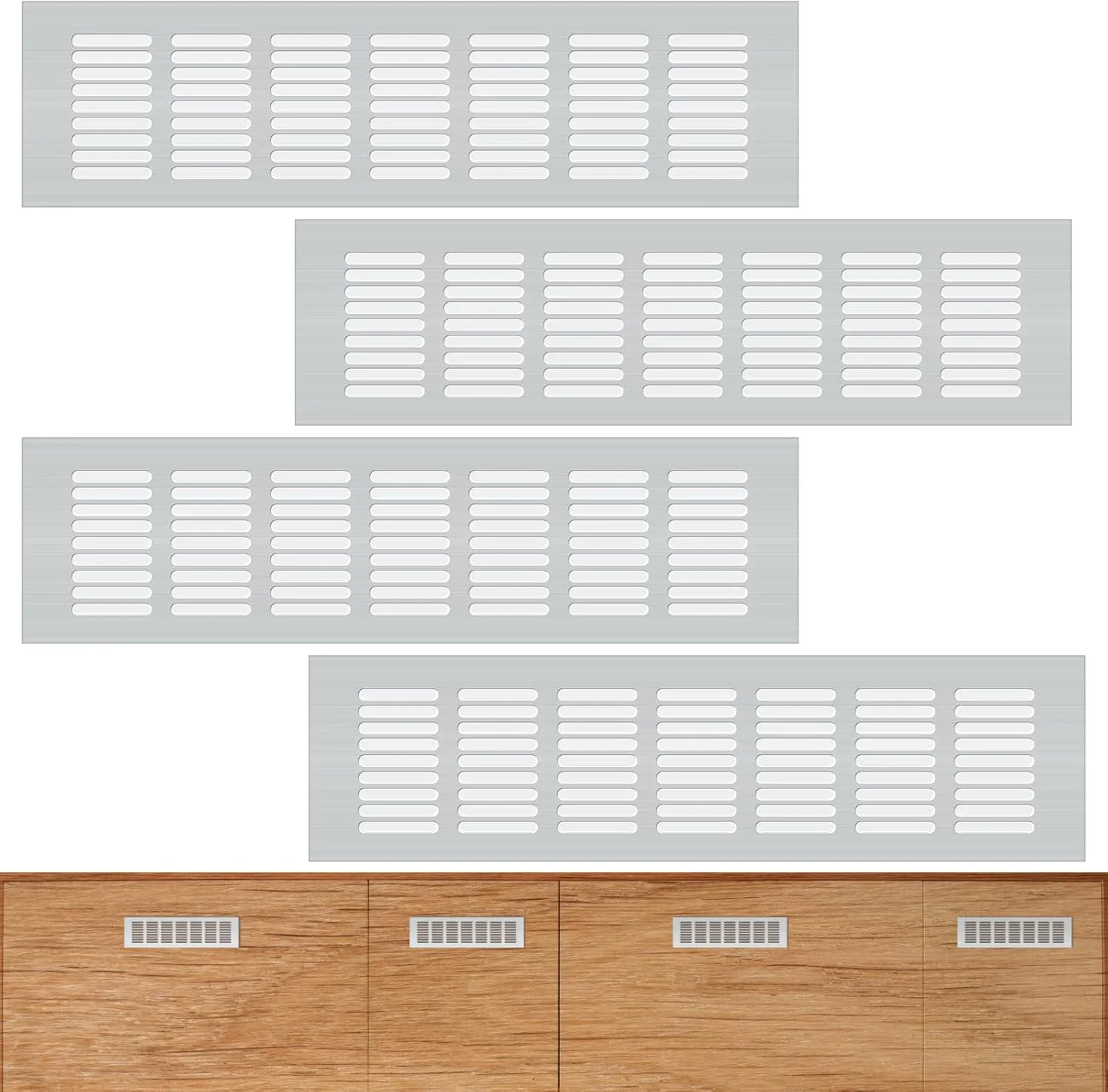 داسیوسو، 4 عدد روکش توری دریچه هوا، روکش های دریچه داخلی، توری های تهویه، دریچه های کابینت برای تهویه کمد لباس (80x300 میلی متر) داسیوسو، 4 عدد روکش توری دریچه هوا، روکش های دریچه داخلی، توری های تهویه، دریچه های کابینت برای تهویه کمد لباس (80x300 میلی متر)