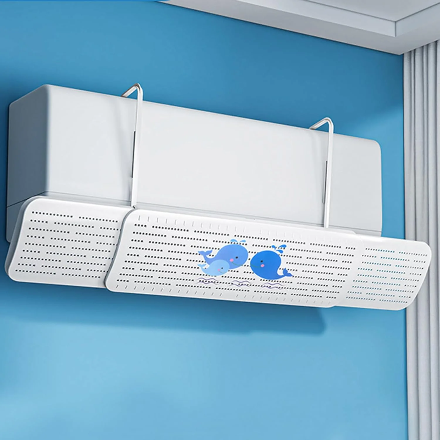 منحرف کننده دریچه تهویه مطبوع سقفی، محافظ ضد وزش مستقیم کولر گازی | جایگزین مسدود کننده بدون نیاز به سوراخ کاری، محافظ زاویه 180 درجه برای نصب فن بخاری خانگی