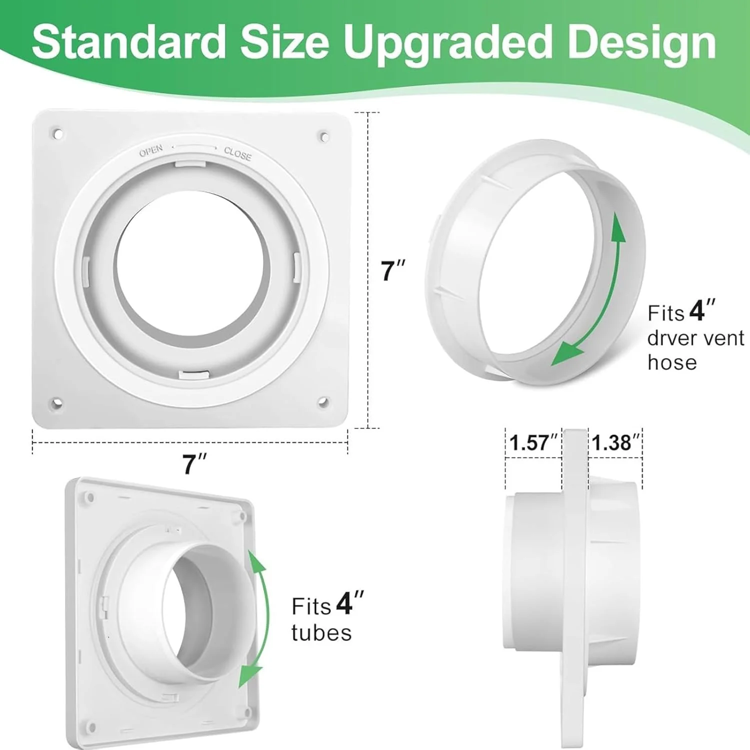 لوله هواکش خشک کن - کیت هواکش خشک کن داخلی | قطعات صفحه جایگزین نصب شده روی دیوار، اتصال دهنده برای فن های تهویه سقفی، گردش ماشین لباسشویی، خانه RV
