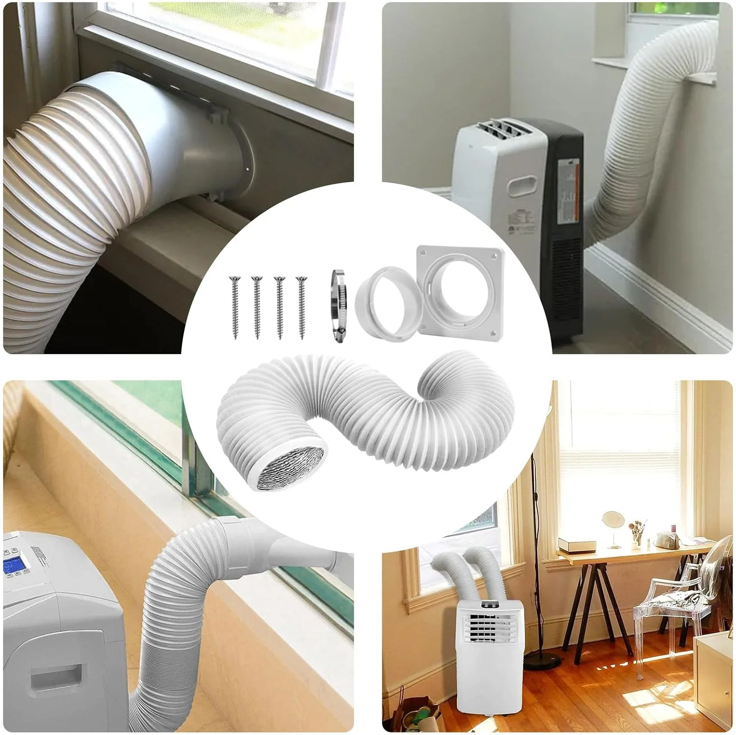 لوله هواکش خشک کن - کیت هواکش خشک کن داخلی | قطعات صفحه جایگزین نصب شده روی دیوار، اتصال دهنده برای فن های تهویه سقفی، گردش ماشین لباسشویی، خانه RV