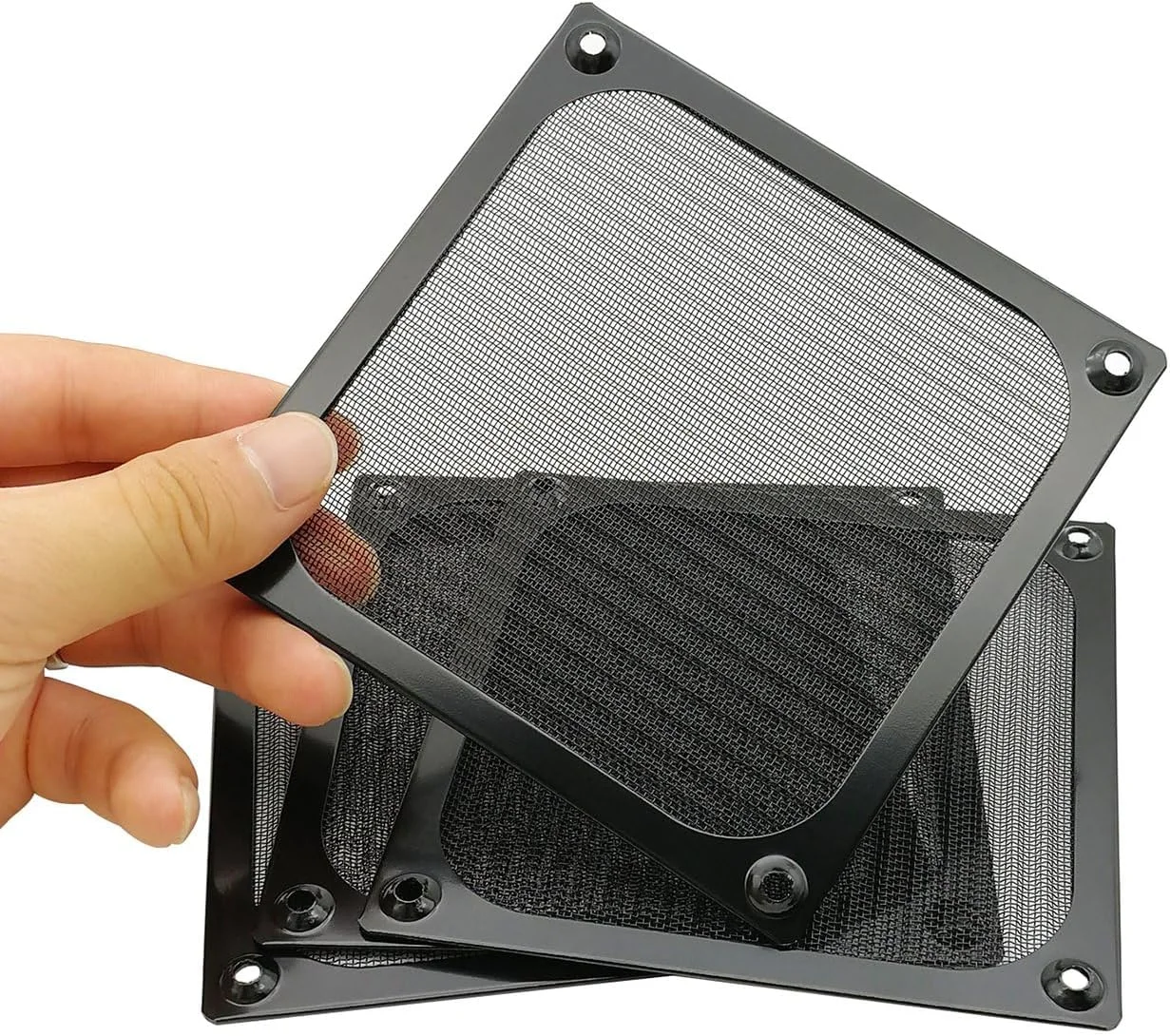 فیلتر توری فن کامپیوتر 120 میلی متری Defsedar با پیچ، توری آلومینیومی بسیار ظریف، رنگ مشکی (بسته 4 عددی)