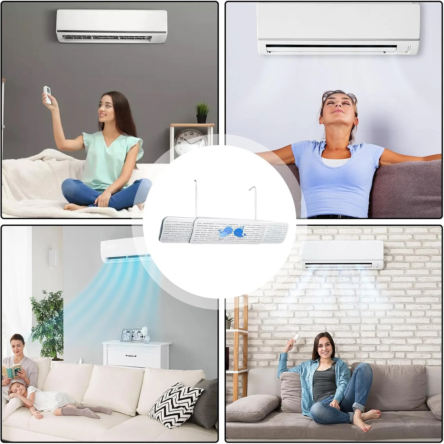 منحرف کننده دریچه تهویه مطبوع سقفی، محافظ ضد وزش مستقیم کولر گازی | جایگزین مسدود کننده بدون نیاز به سوراخ کاری، محافظ زاویه 180 درجه برای نصب فن بخاری خانگی