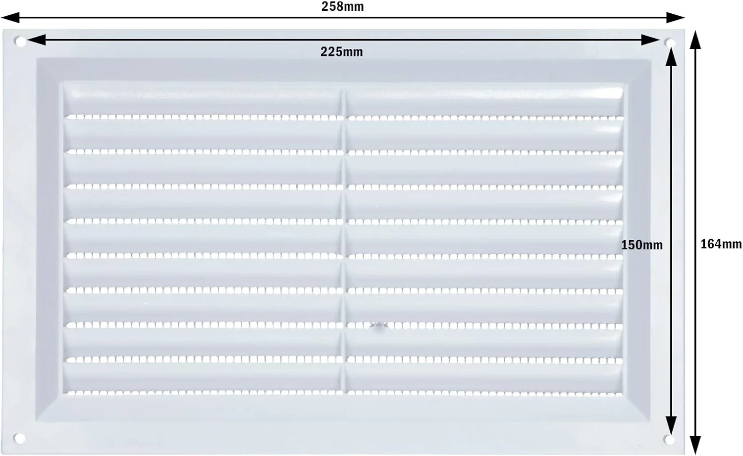 دریچه لوور پی وی سی DRAAK سفید 9x6 (225mm x 150mm) توری پلاستیکی ثابت با توری حشره گیر و پوشش جریان هوا، مناسب برای پوشاندن آجر، دیوار، درب، مناسب برای استفاده داخلی و خارجی
