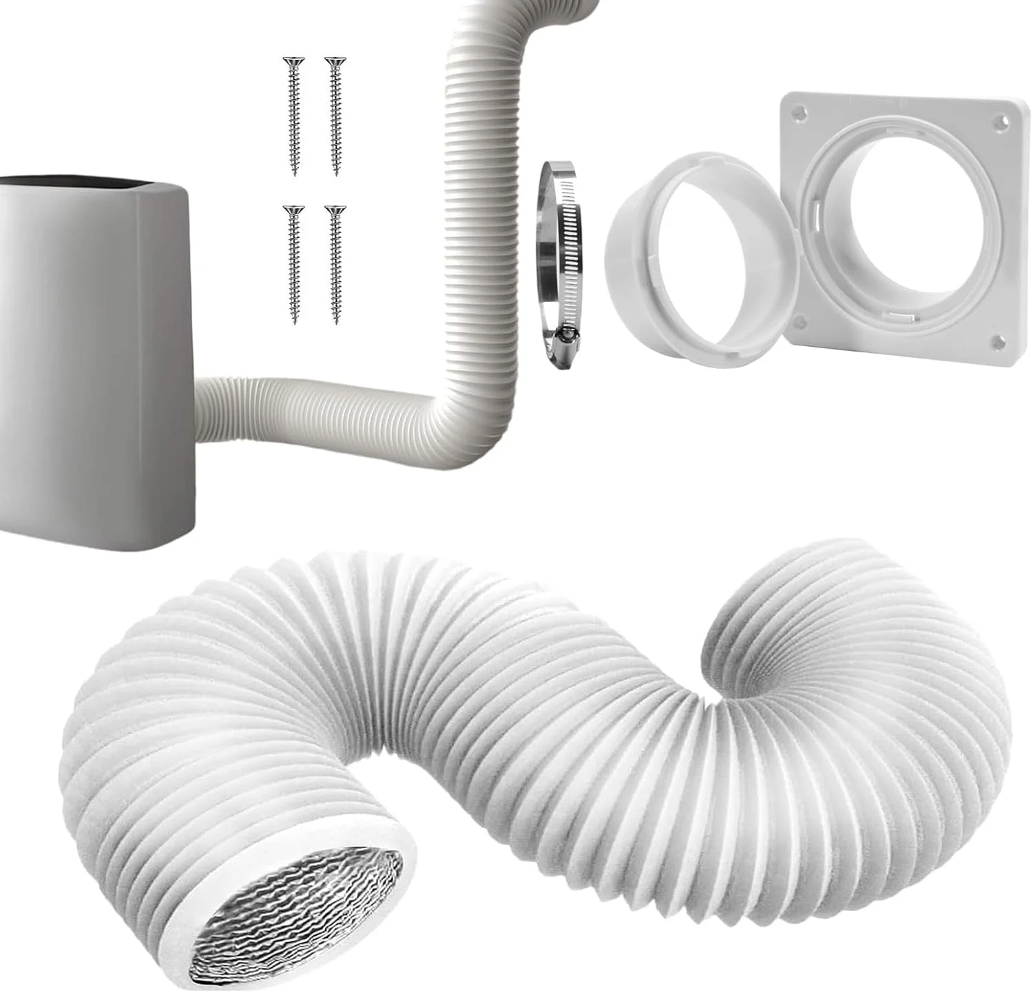 لوله هواکش خشک کن - کیت هواکش خشک کن داخلی | قطعات صفحه جایگزین نصب شده روی دیوار، اتصال دهنده برای فن های تهویه سقفی، گردش ماشین لباسشویی، خانه RV