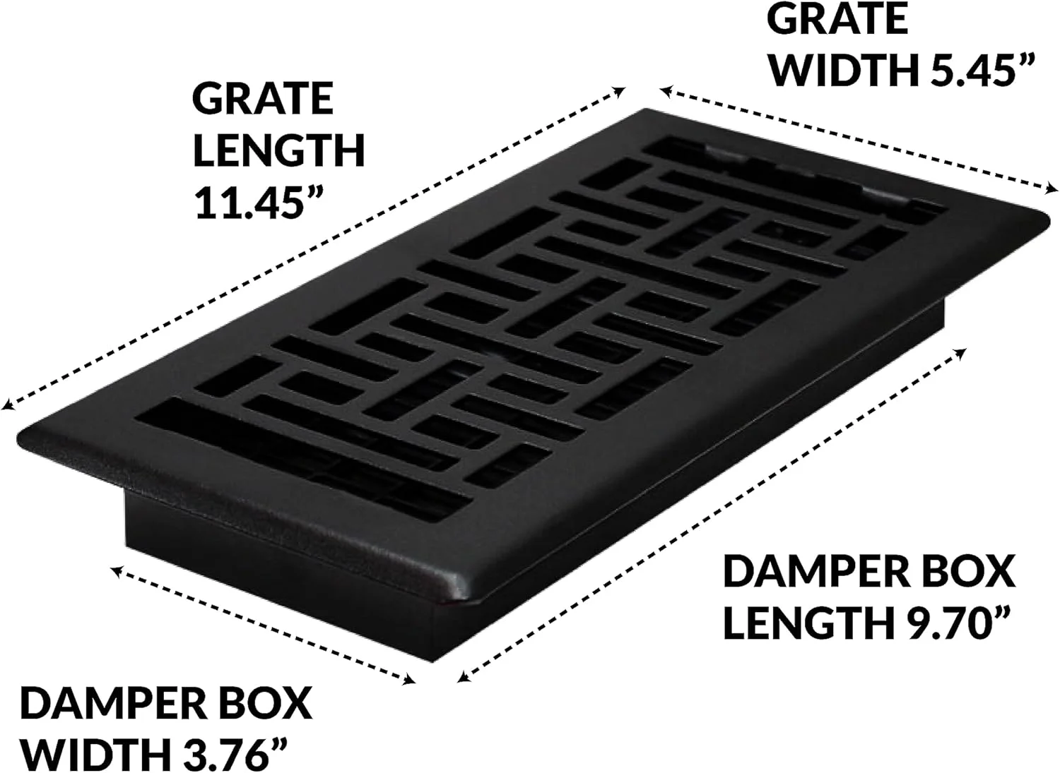 دکور گریتس دریچه دیواری طرح Oriental مدل AJH410-BLK، سایز 4x10 اینچ، مشکی بافت‌دار