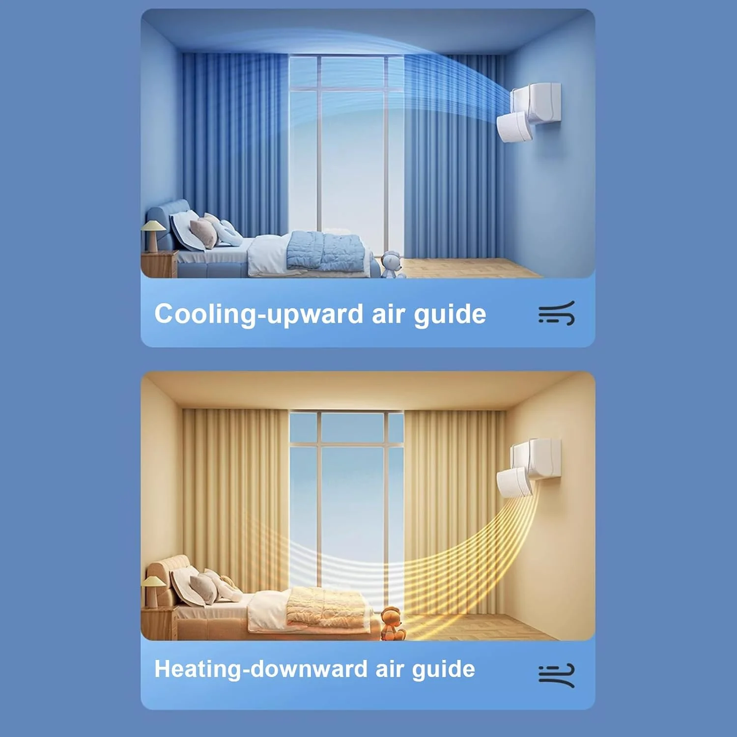 منحرف کننده دریچه تهویه مطبوع سقفی، محافظ ضد وزش مستقیم کولر گازی | جایگزین مسدود کننده بدون نیاز به سوراخ کاری، محافظ زاویه 180 درجه برای نصب فن بخاری خانگی
