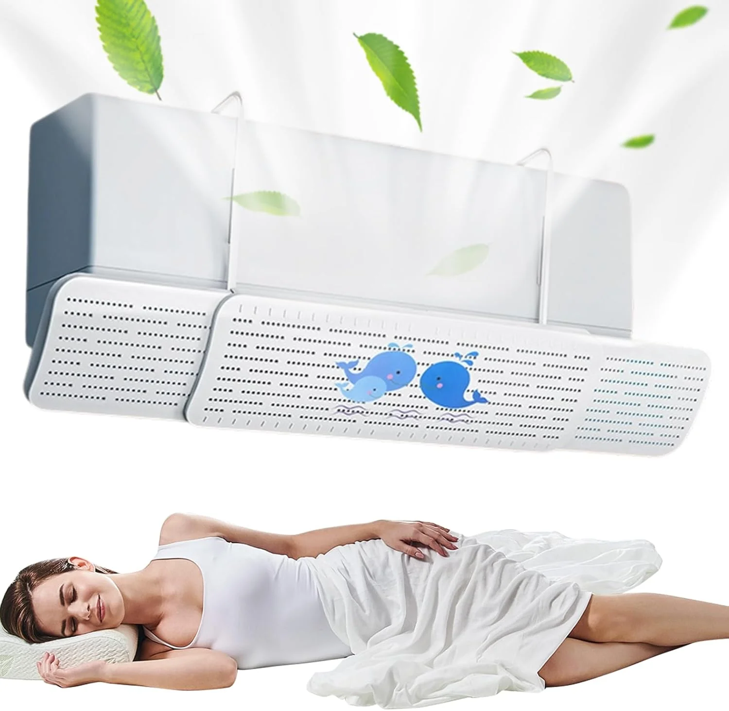 منحرف کننده دریچه تهویه مطبوع سقفی، محافظ ضد وزش مستقیم کولر گازی | جایگزین مسدود کننده بدون نیاز به سوراخ کاری، محافظ زاویه 180 درجه برای نصب فن بخاری خانگی