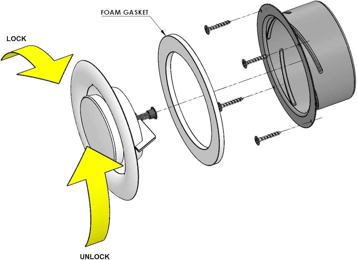 دریچه گرد سقفی دملو، دریچه دیسکی فلزی تنظیم شونده، هواکش سقفی قابل تنظیم در جهت عقربه های ساعت، دریچه مکش هوای فلزی (قطر: 100 میلی متر)