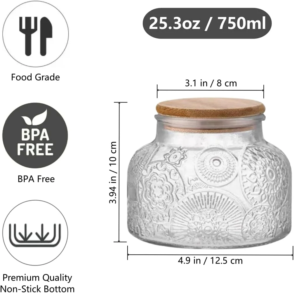 شیشه تزئینی قدیمی، ظرف شیشه ای نگهداری مواد غذایی، ظرف شیشه ای با درب برای انبار آشپزخانه مناسب برای نگهداری شیرینی، قهوه، چای، آجیل و شکر (آفتابگردان)