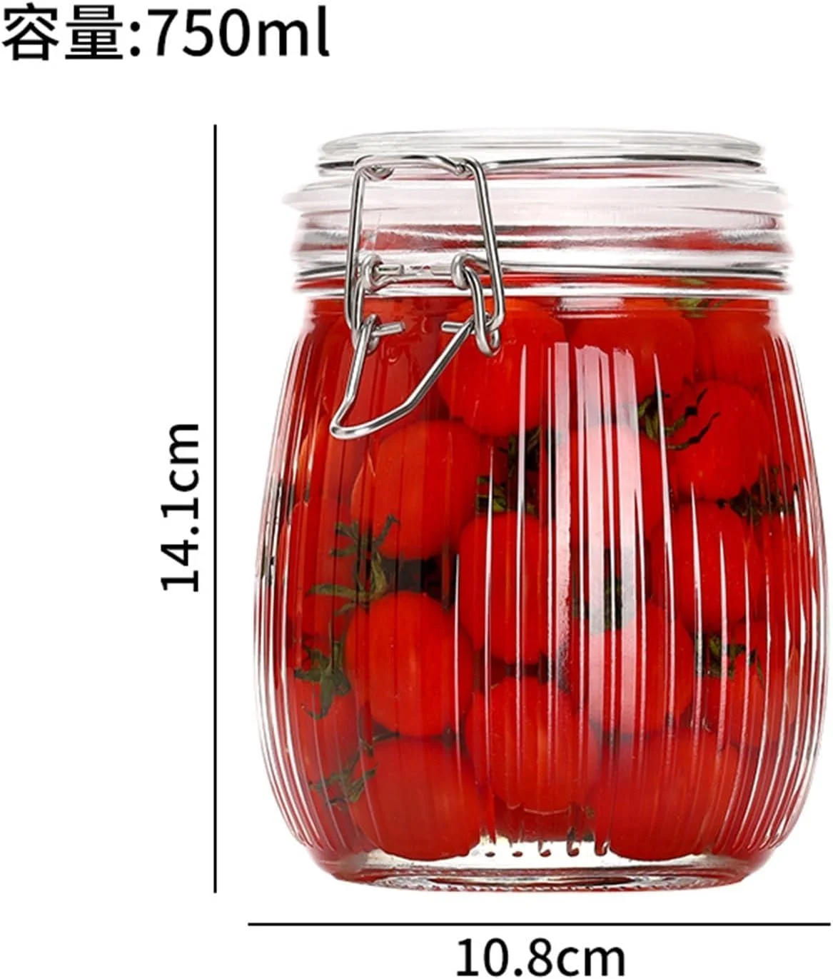 شیشه های درب دار THE WHITE SHOP، ظرف شیشه ای 750 میلی لیتری با دهانه گشاد و درب محکم، ضد نشت برای یخچال، آشپزخانه، انبار، میوه، شکر، آجیل، مربا، چای، حبوبات، 3 عدد