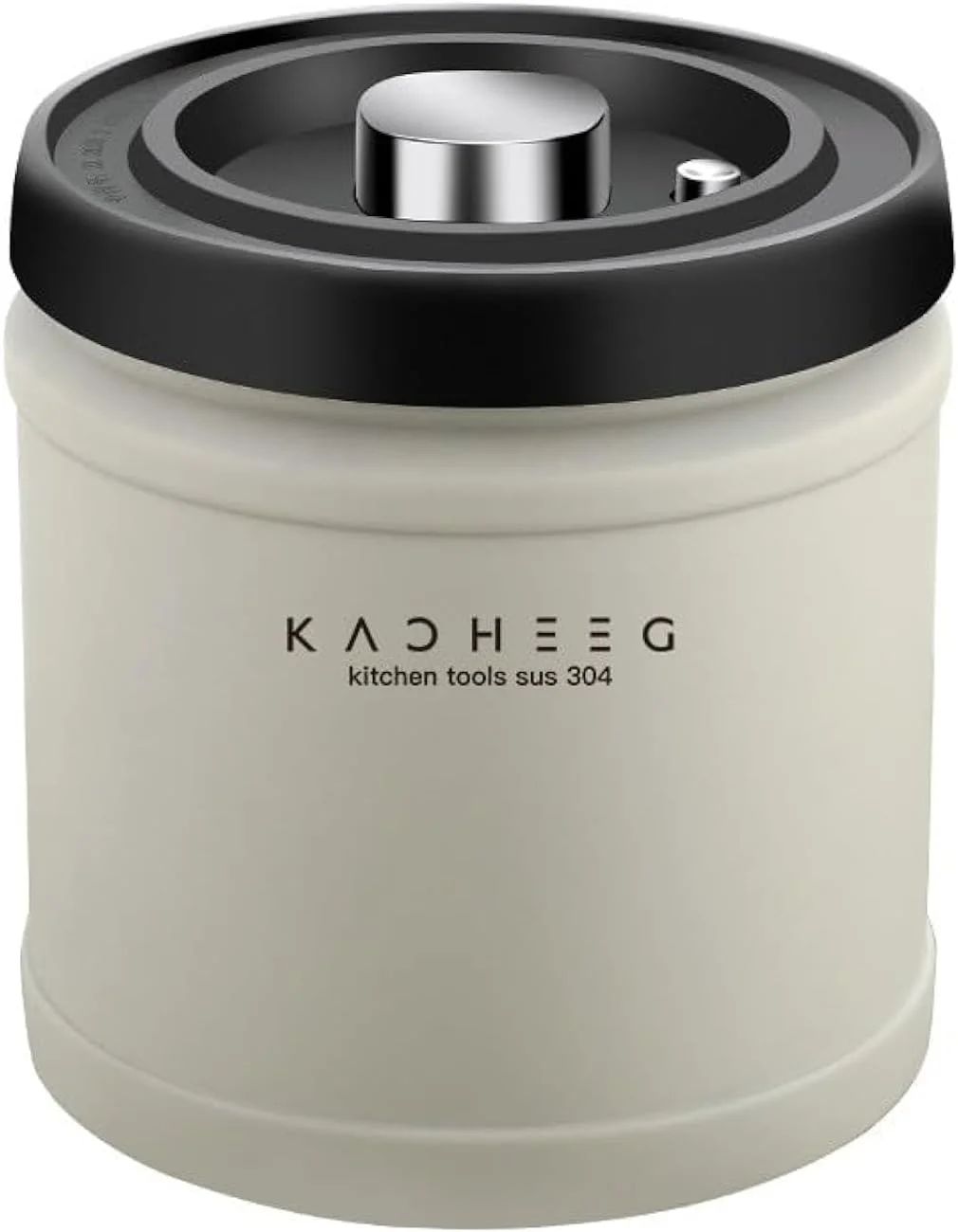 ظرف قهوه ضد هوا ROUNY، ظرف قهوه استیل ضد زنگ با ظرفیت بالا با دکمه تخلیه هوا، ظرف غذای ضد اکسیداسیون خلاء برای دانه ها، غلات، آسیاب شده، آجیل (بژ، 5.5" x 5.7")