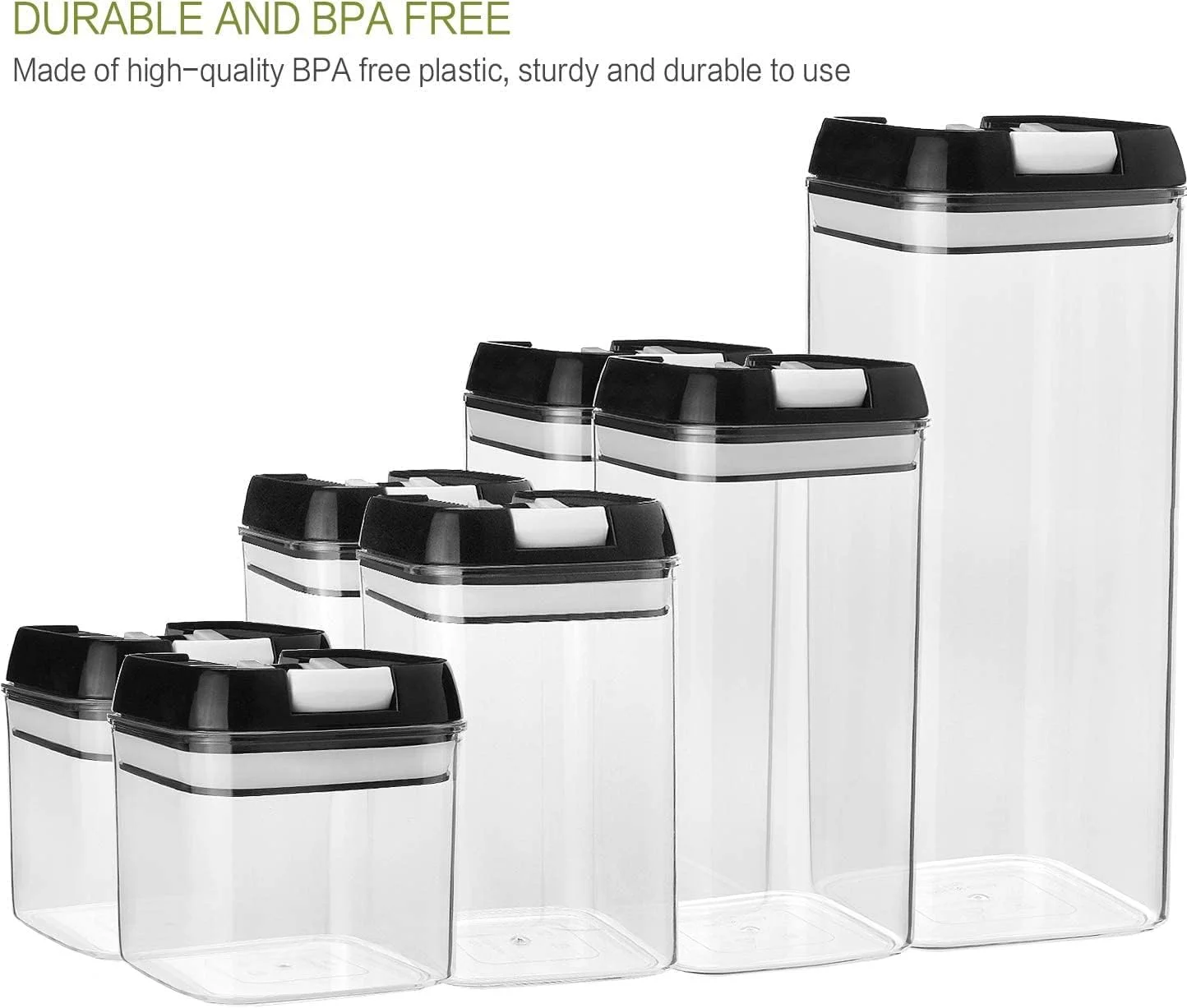 LA FIESTA Airtight Food Storage Container, 7 Pcs Plastic Cereal Containers with Durable Lids, Labels/Spoons/Brush, BPA Free Kitchen & Pantry Clear Storage Containers