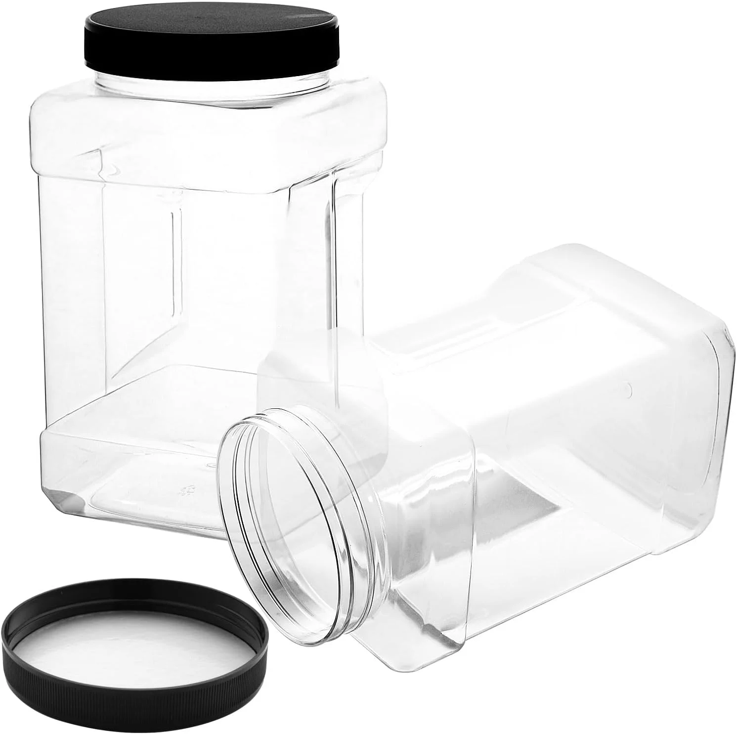 ظروف پلاستیکی مربع شفاف Wideotng، 3 عددی، 2.8 لیتر، ظروف نگهداری پلاستیکی دهان گشاد با درب، ظروف بزرگ و نفوذناپذیر برای نگهداری مواد غذایی خشک، آبنبات، کلوچه، آشپزخانه و انبار، با قابلیت گرفتن آسان