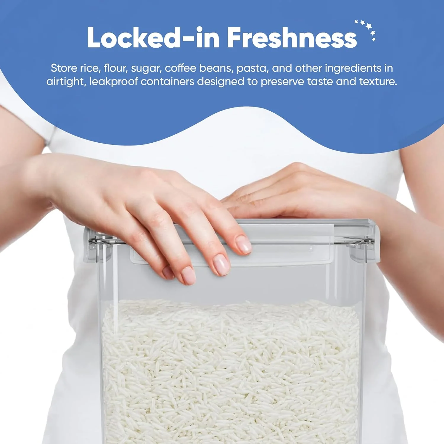 ظروف نگهداری مواد غذایی بسیار بزرگ و بلند Chef's Path، ست 4 عددی، ظروف نگهداری مواد غذایی برای آرد، شکر، برنج، شامل پیمانه های اندازه گیری، قلم و برچسب، 7 کوارت، 220 اونس، 6.5 لیتر، شفاف