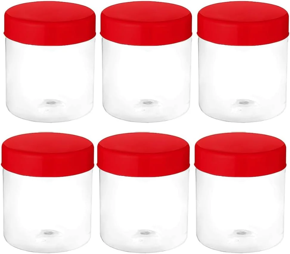 مجموعه 6 عددی ظروف پلاستیکی 100 میلی لیتری ANGIX با درب پیچی، ظروف نگهداری مواد غذایی دربسته برای آشپزخانه، مواد غذایی، ادویه جات، گیاهان و شیرینی جات، قوطی های شفاف (قرمز)
