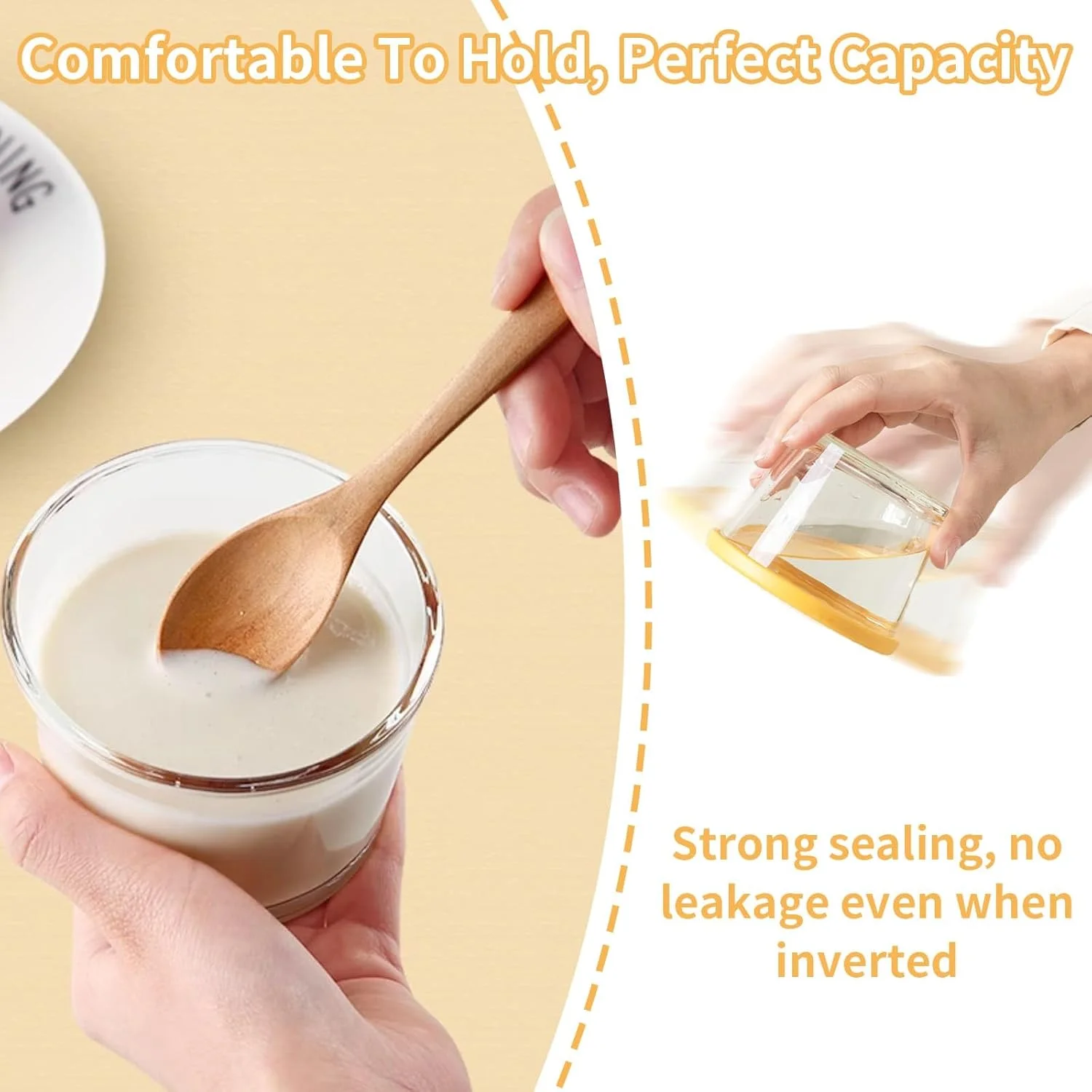 ظرف شیشه ای درب دار آزونی، ظرف نگهداری اوت میل شبانه بدون نشتی، ظروف ماست، ظروف سالاد جو دوسر، مناسب برای غلات، شیر، میوه، چاشنی، سس، تنقلات، آبمیوه، بسته 4 عددی 280 میلی لیتری