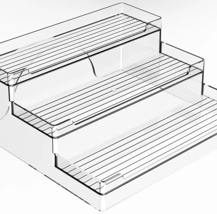جا ادویه ای پلاستیکی 3 طبقه، سازمان دهنده کابینت، پیشخوان، انبار، قفسه، مناسب برای نگهداری ادویه جات، چاشنی ها، شیشه ها، کنسرو و لوازم آشپزخانه (1 عدد)