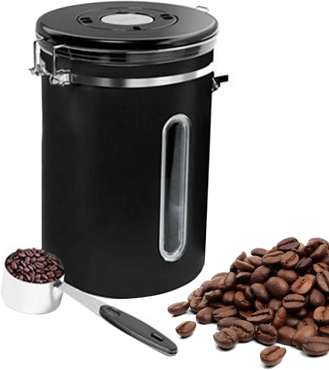 ظرف قهوه - مخزن نگهداری دانه قهوه | جا حبوباتی درب دار 1800 میلی لیتری ضد نشت برای شکر، برنج، غلات، آرد، چای، آشپزخانه و انبار