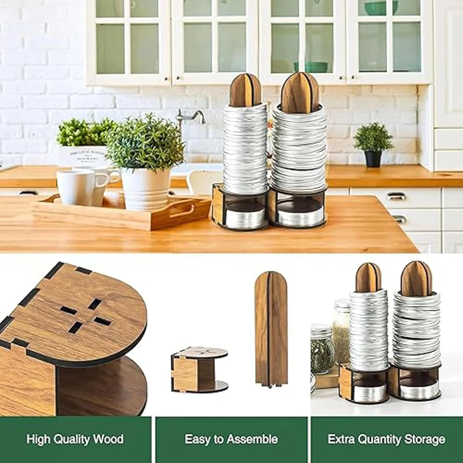 نگهدارنده درب شیشه مربا - قفسه چوبی برای نگهداری درب و حلقه شیشه | نگهداری حلقه شیشه مربای آجیل برای سازماندهی انباری، آشپزخانه، نگهداری مواد غذایی، ترشی سبزیجات، مربا سازی، مناسب برای استفاده در منزل، رستوران