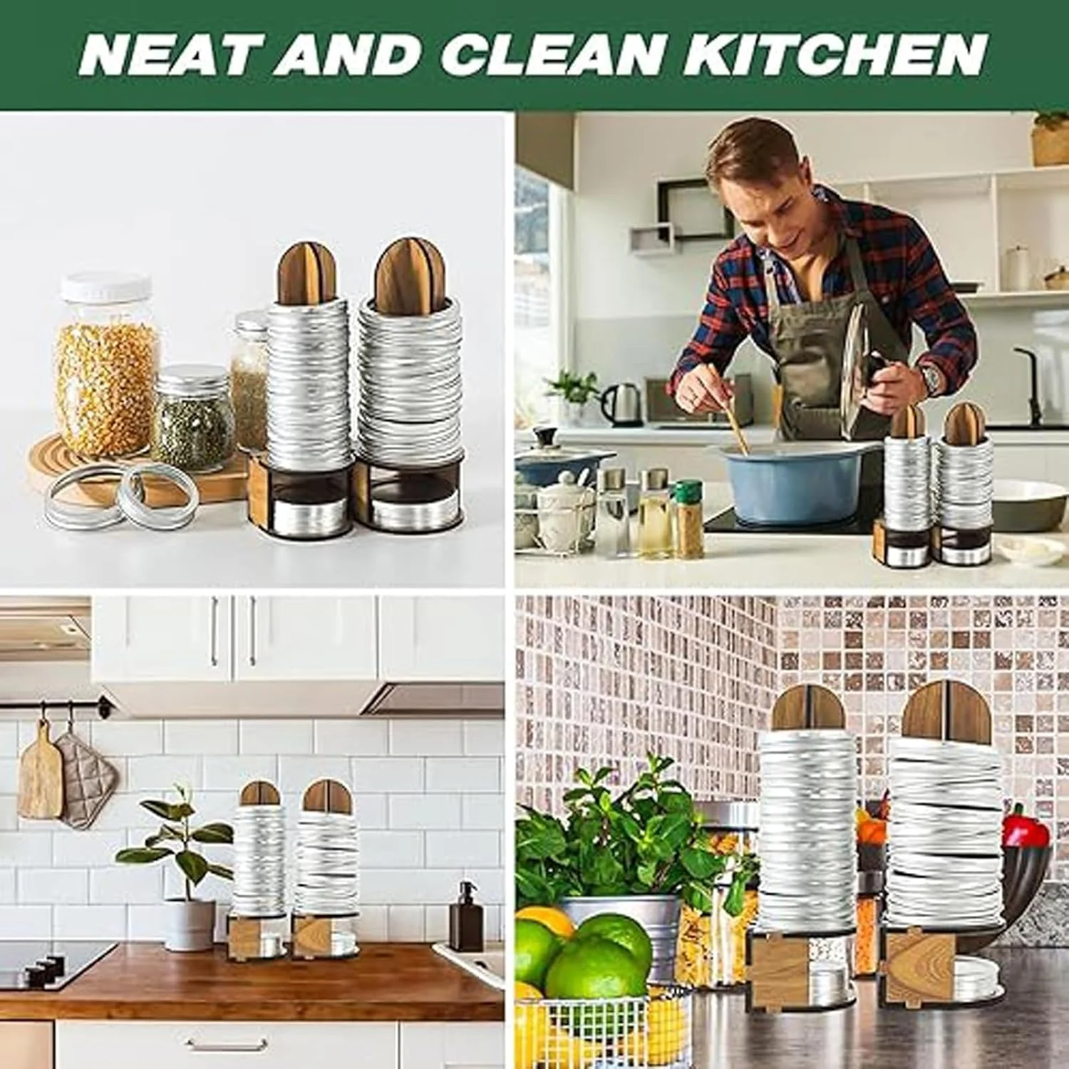 نگهدارنده درب شیشه مربا - قفسه چوبی برای نگهداری درب و حلقه شیشه | نگهداری حلقه شیشه مربای آجیل برای سازماندهی انباری، آشپزخانه، نگهداری مواد غذایی، ترشی سبزیجات، مربا سازی، مناسب برای استفاده در منزل، رستوران