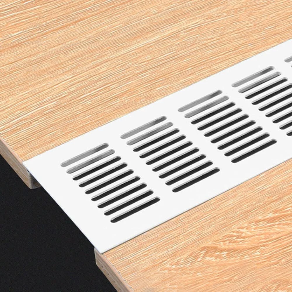 GZGXKJ 2 عدد دریچه هوا آلومینیومی نقره ای 80 x 400 میلی متر، دریچه تهویه دیوار، ضد حشره، مستطیلی سوراخ دار آلومینیومی