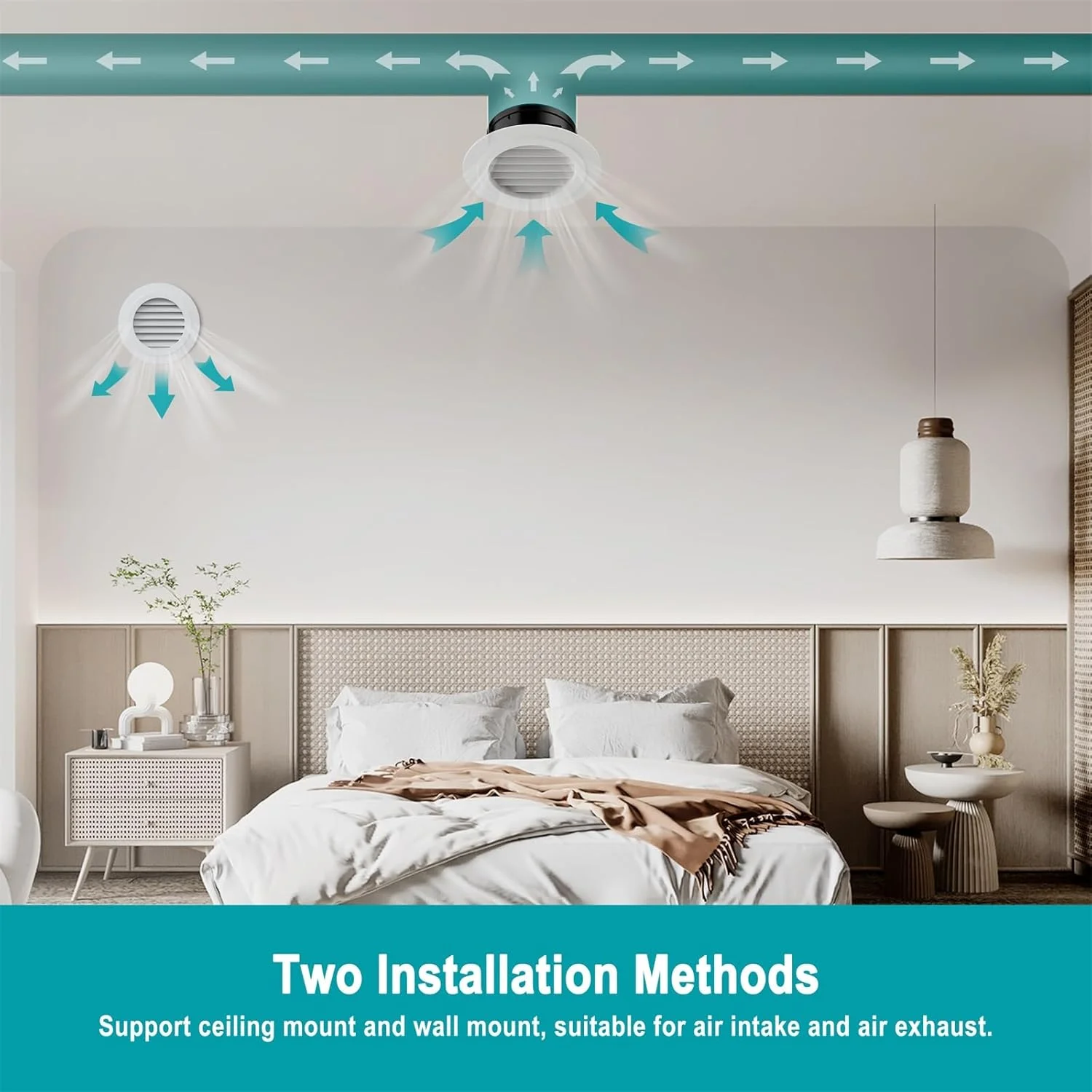 دریچه گرد هوا HG Power، دریچه سقفی ABS با توری محافظ داخلی برای تهویه حمام، دفتر، آشپزخانه، سفید - اندازه دهانه 5.66 اینچ