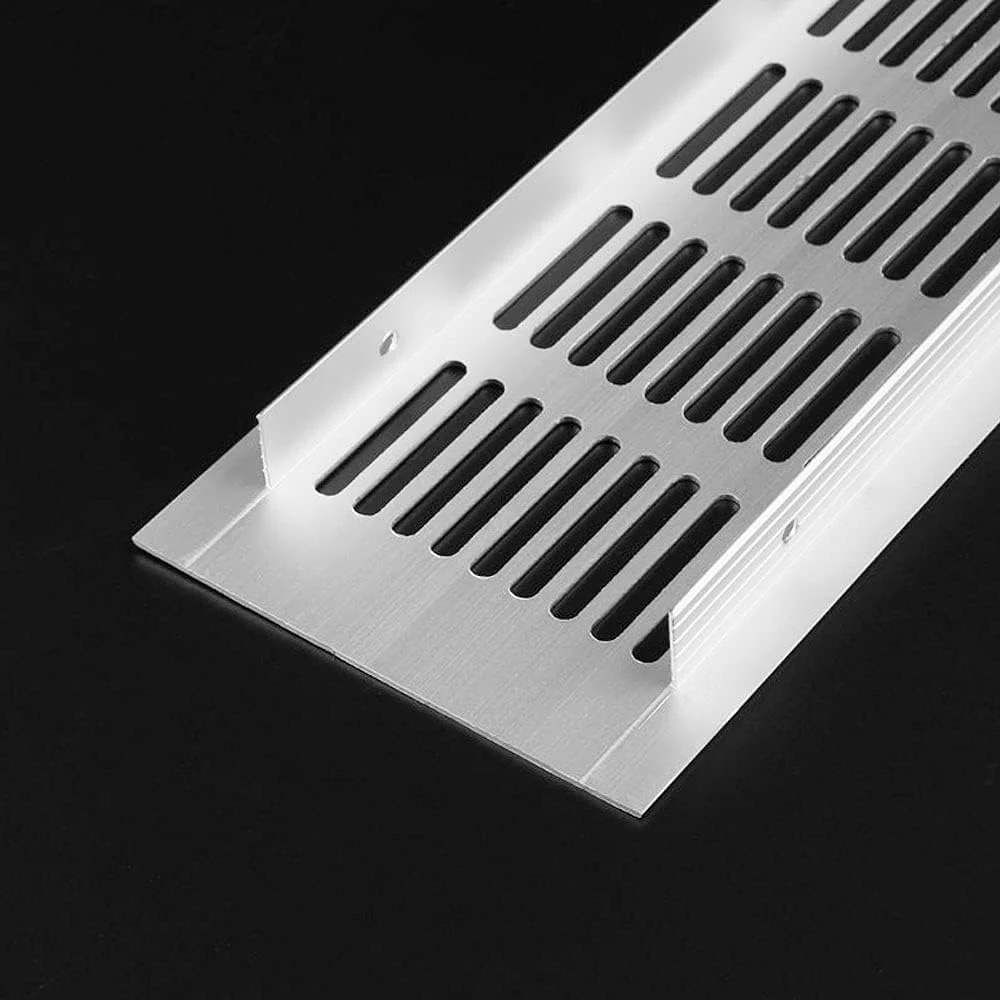 GZGXKJ 2 عدد دریچه هوا آلومینیومی نقره ای 80 x 400 میلی متر، دریچه تهویه دیوار، ضد حشره، مستطیلی سوراخ دار آلومینیومی