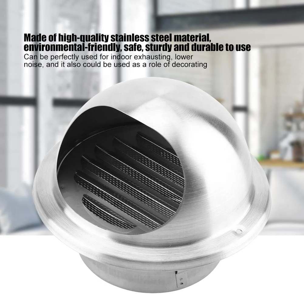 دریچه گرد تهویه هوا هافی از جنس استیل ضد زنگ 304، پوشش تهویه دیوار، خروجی 4 اینچی
